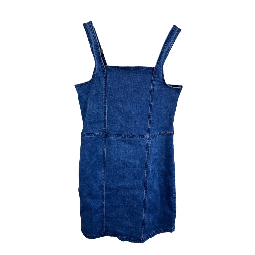 Steve Madden Girls Blue Denim Jean Pinafore Dress Zip Back Classic Size M 10-12